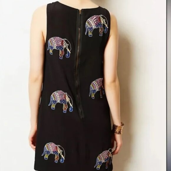 Leifsdottir x Anthropologie Elefanten Beaded Mini Shift Dress Size 6 - Picture 4 of 12